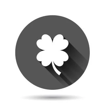 Four leaf clover icon in flat style. St Patricks Day vector illustration on b Stock Illustration