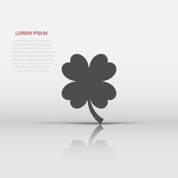Four leaf clover icon in flat style. St Patricks Day vector illustration on.. Illustrazione stock