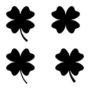 Four Leaf Clover Icon Green Lucky Clover St Patricks Day Vector EPS Editable Stock Illustration