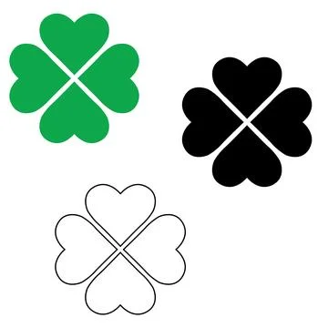 Four leaf clover icon. Lucky Four-leaf clover sign. Clover silhouette. Stock Illustration
