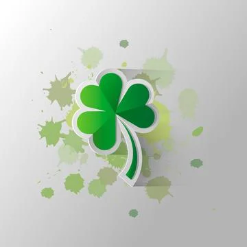 Four leaf clover isolated on a background of paint stains, vector illustratio Stock Illustration