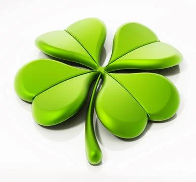 Four leaf clover isolated on white background. 3D illustration Stock Illustration