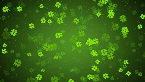 Four leaf clover leaves on dark green background 4K Stock Footage 304275552