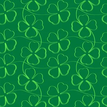 Four leaf clover leaves. Seamless texture. Stock vector illustration. Illustration