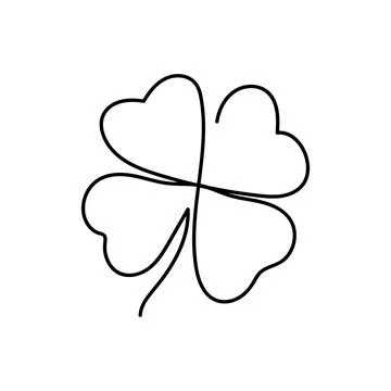 Four leaf clover line art icon. St. Patrick s day. Silhouette. illustration i Stock Illustration