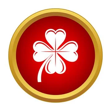 Four leaf clover luck symbol in red circle Stock Illustration