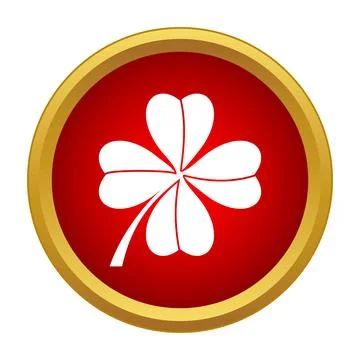 Four leaf clover luck symbol icon button Stock Illustration