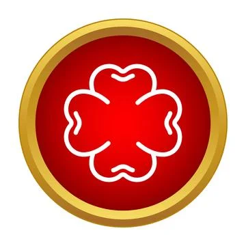 Four leaf clover luck symbol in red circle Stock Illustration