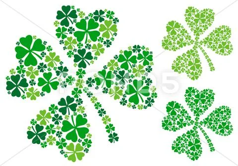 Happy St. Patrick's Day. Luck of the Irish. Four-leaf green lucky clover  leaf. Flat style vector illustration icon isolated on white. Stock Vector