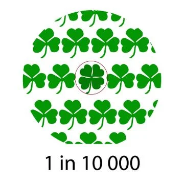Four leaf clover is one of 10,000. St. Patricks Day. Vector illustration on Stock Illustration