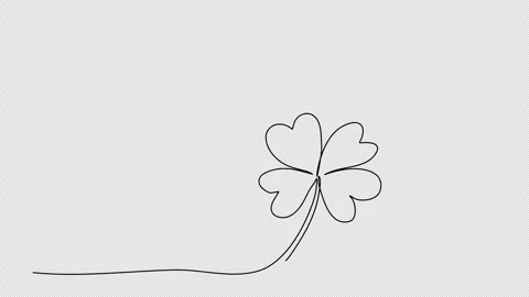 Four-leaf clover, one line drawing animation. Video clip with alpha channel. Stock Footage 270717756