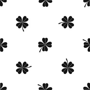Four leaf clover pattern seamless black Illustrazione stock