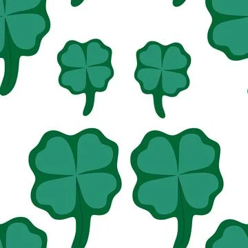 Four-Leaf Clover Pattern: A Simple, Green, and Festive Design Stock Illustration
