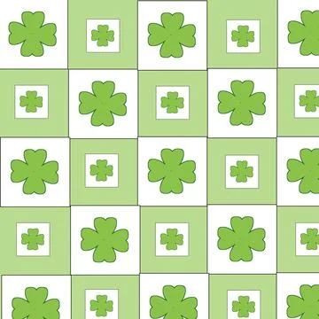 Four leaf clover pattern with white square tiles Stock Illustration