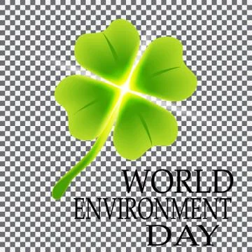 Four leaf clover on a plaid background on a plaid background. World Environ.. Stock Illustration