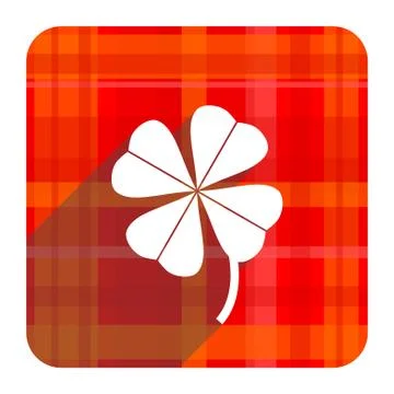Four-leaf clover red flat icon isolated. Stock Illustration