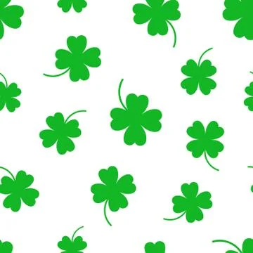 Four leaf clover seamless pattern background. Business flat vector illustrati Illustrazione stock