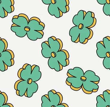 Four leaf clover seamless pattern. Isometric icon. Symbol of Saint Patrick .. Stock Illustration