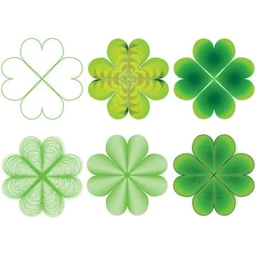 Four leaf clover set isolated on transparent background. St. Patrick's day Stock Illustration