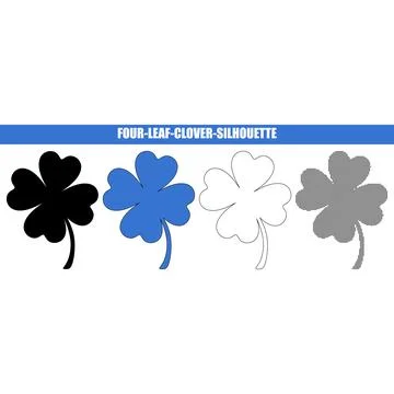 Four leaf clover silhouette variations in simple graphic design elements du.. Stock Illustration