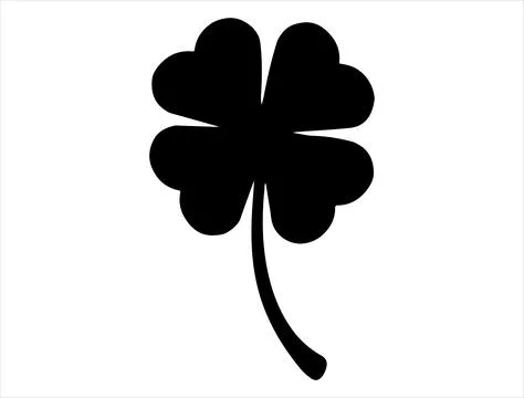 Four leaf clover silhouette vector art Stock Illustration