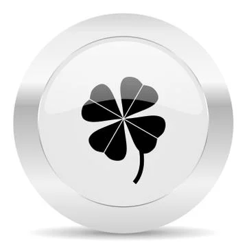 Four-leaf clover silver glossy web icon Stock Illustration