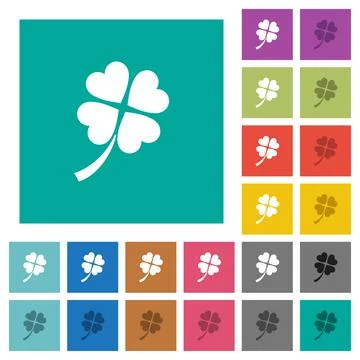 Four leaf clover square flat multi colored icons Stock Illustration
