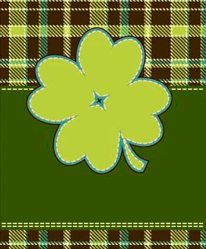 Four leaf clover textile label Stock Illustration
