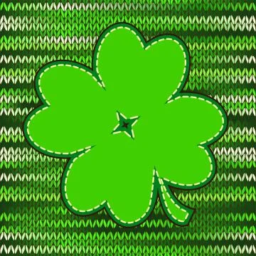 Four leaf clover textile label Stock Illustration