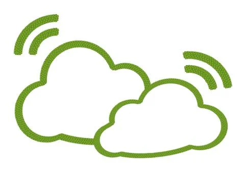 A Four Leaf Clover of Two Clouds Icon with RSS Sign 库存插图