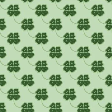 Four Leaf Clovers Seamless Pattern Background Print Stock Illustration