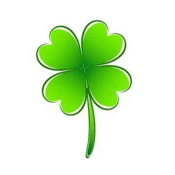 Four leaf green clover hand draw. Lucky quatrefoil. Good luck symbol. Decorat Stock Illustration