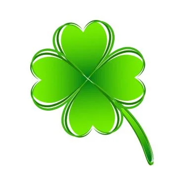 Four leaf green clover hand draw. Lucky quatrefoil. Good luck symbol. Decorat Stock Illustration
