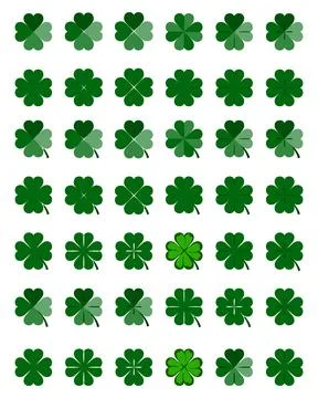 Four-Leaf Shamrock Clover Set Stock Illustration