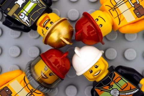 Four Lego firemans Stock Photos