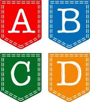 Four letters: a, b, c, d. Stockillustratie