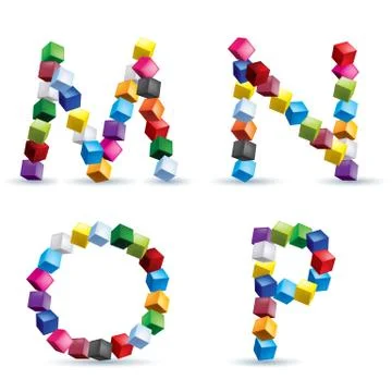 Four letters made of colored blocks Stock Illustration