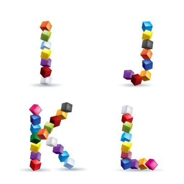 Four letters made of colored blocks Stock Illustration
