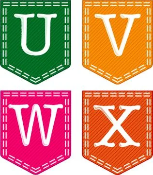 Four letters, u, v, w, x. Stock Illustration