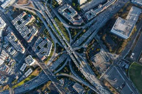 Four Level Hollywood Freeway Interchange in Los Angeles Calfiornia Stock Photos