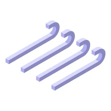 Four light purple candy canes forming a row on white background Stock Illustration