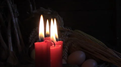Four lighted red candles Stock Footage 40833839