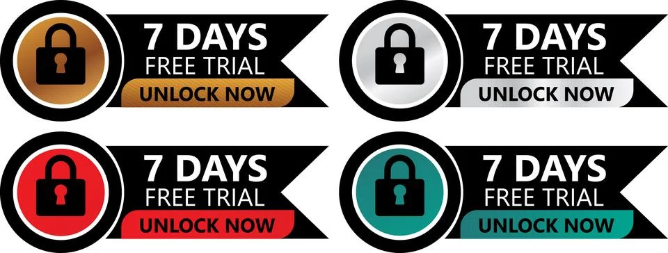 Four Lock Security Badges With Ribbon Labels Stock Illustration