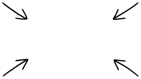 Four long arrows pointing to the middle, hand drawn doodle animation Stock Footage 289651884