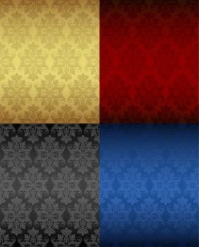 Four Luxury seamless floral patterns Stock Illustration
