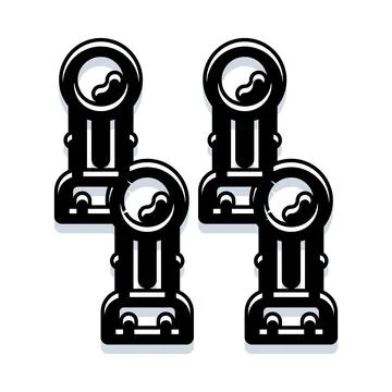 Four mechanical robot arms moving together Stock Illustration
