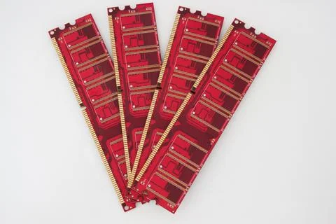 Four memory card for personal computer. Isolated on the white background. Stock Photos