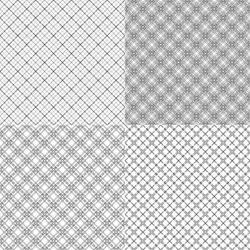 Four mesh seamless patterns with dashed lines Stock Illustration