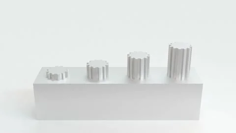 Four metal posts with slots and teeth Stock Footage 198808785