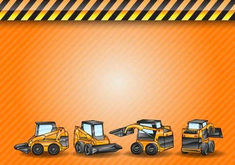 Four mini excavator Illustrazione stock